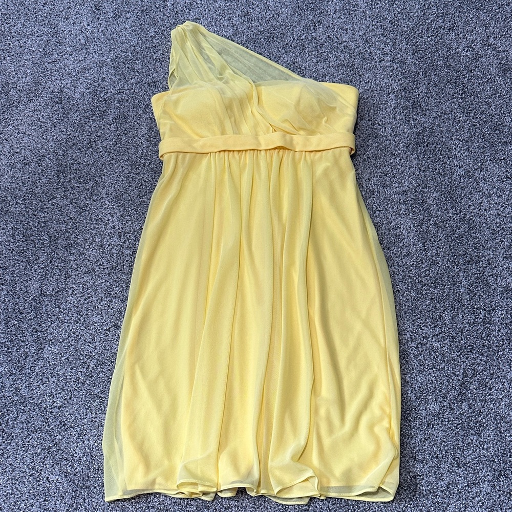 David's Bridal One-Shoulder Yellow Dress